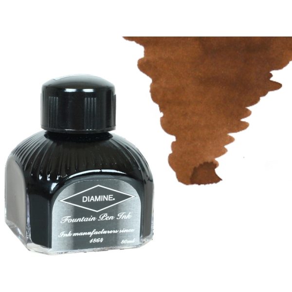 Diamine Tintenfass, 80ml., Raw Sienna, Italianische Glass Flasche