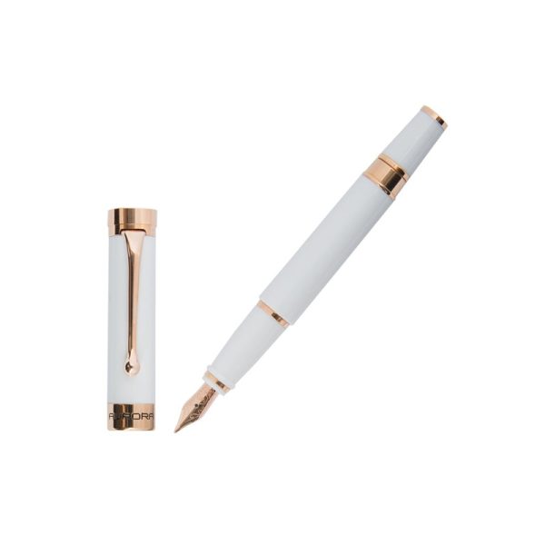 Aurora EDO Fllfederhalter, Edelharz, 14K Rosgold, Weiss, O11-W
