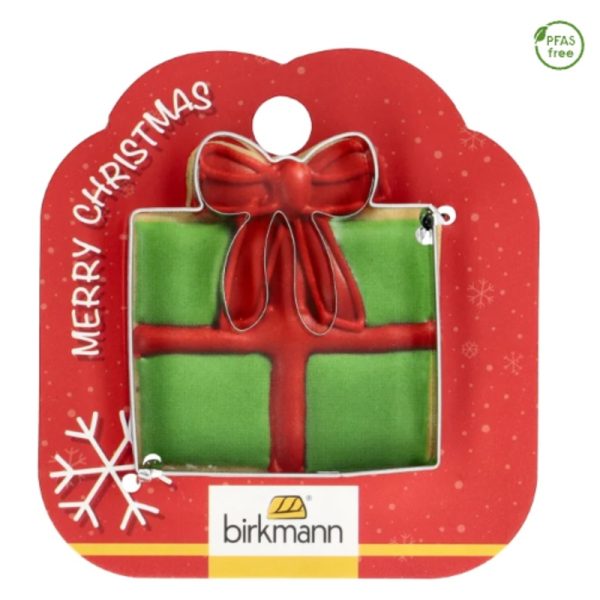 Ausstechform 'Geschenk', 6,5 cm, Edelstahl, auf Cardboard