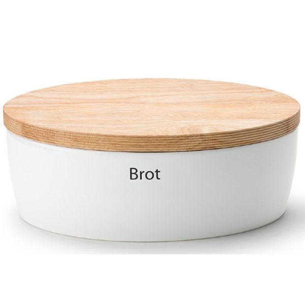 Brotkasten aus Keramik mit Holzdeckel, 36 x 23 x 13 cm